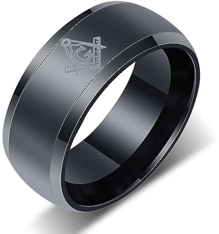 MIATCENRT Vintage-Ring Für Männer – 8 Mm Breit, Modische Freimaurer-Ringe, Herren-Schmuckringe, Klassisches Schwarz, Trendiges Personalisiertes Schmuckzubehör Für Freund-Geschenk, Wie Abgebildet, 9