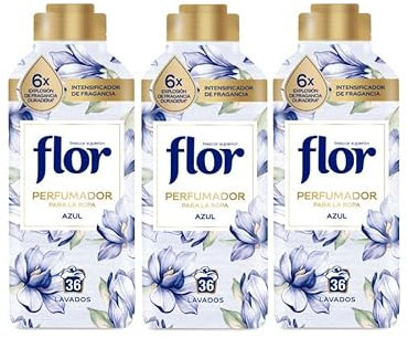 Flor Perfumador para la Ropa, con perlas de frescor, fragancia Azul - 108 lavados (3x36 lavados)