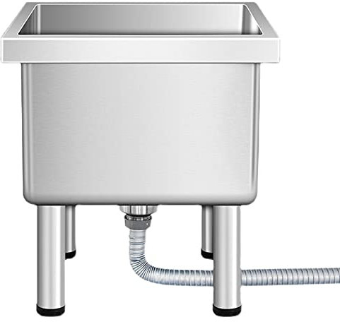 KAYZIU Kommerzielles Mop-Waschbecken aus Edelstahl, bodenstehendes Mop-Waschbecken mit Abflusslöchern und Abflussrohren, geeignet für die Hotelbar zu Hause