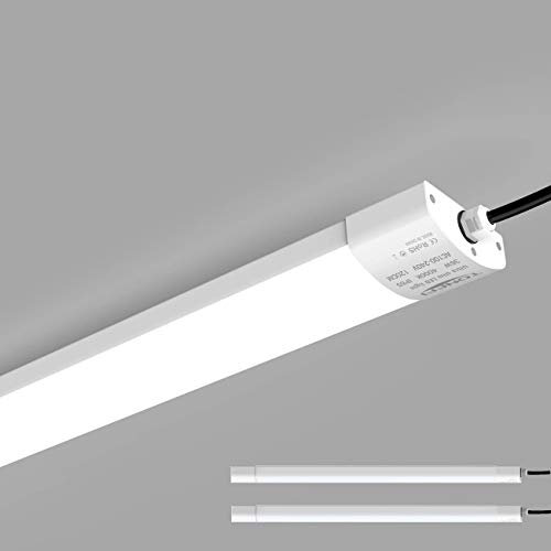 TONFFI 2er LED Feuchtraumleuchte 36W 120cm für Bad Keller Garage Feuchtraum Warenhaus, LED Wannenleuchte Feuchtraumlampe Werkstattlampe Röhre, Neutralweiß 4000K Wasserfest IP65