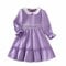 Röcke Kinder Mädchenkleid Herbst süße Puppe Hals Langarm Prinzessin Kleid koreanische Version Mädchenkleid Tasche Mit (Purple, 4-5 Years)