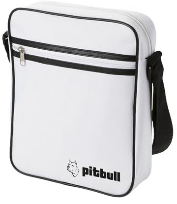 Pitbull Umhängetasche aus Kunstleder, 27 x 22 x 6 cm, verstellbar, großes Fassungsvermögen 3,5 l, Unisex-Tasche für Arbeit, Büro, Reisen, Crossbody Messenger geeignet für Tablet, Weiß, 27x22x6 CM