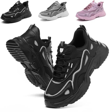 Scarpe Antinfortunistiche Donna Leggere Scarpe da Lavoro on Punta in Acciaio Comode Traspiranti Antiscivolo Scarpe Sicurezza Donna Viola Nero EU 39