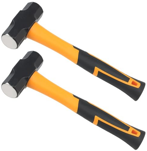 ZEONHAK 2PCS 2lb Sledge Hammer, 1.15kg Drilling Club Sledgehammers with Fibreglass Handle for Gardening, Building Construction, Rock