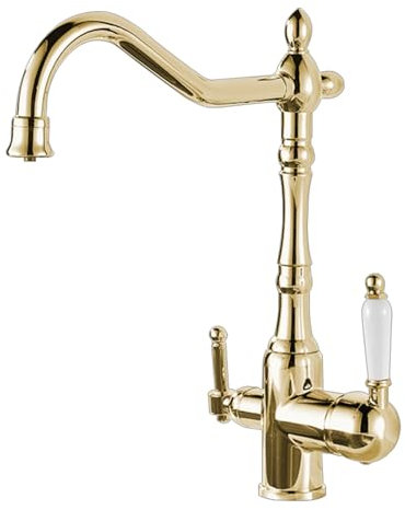 XJTNLB Robinet 3 Voies pour Osmoseur Or Robinet Mitigeur Cuisine avec 2 Sorties Rotatif à 360° Mitigeur Evier pour Filtre à Eau