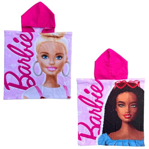 CARTOON Poncho de mer en microfibre Barbie 110 x 55 cm peignoir pour enfants plage piscine