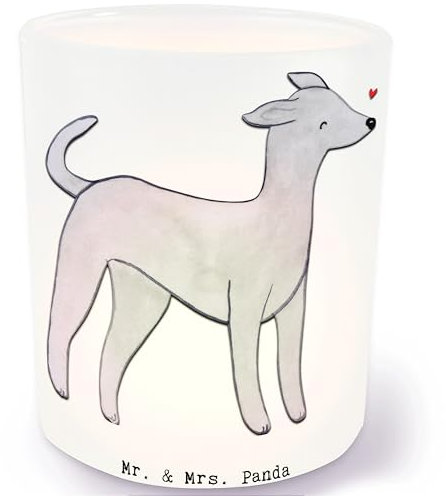 Mr. & Mrs. Panda Kerzenhalter Italienisches Windspiel Moment - Geschenk, Windhund, Italian Greyhound, Windlicht aus Glas, Windlichter, Teelichthalter