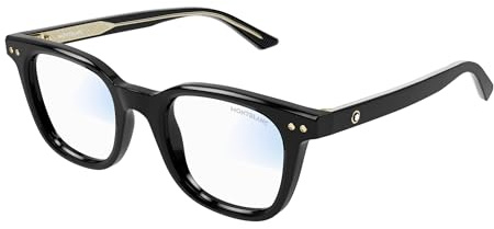 Montblanc Herrenbrille, Schwarz/Schwarz/Transparent, 49