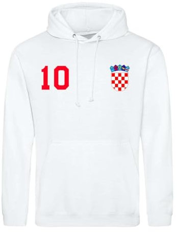 NIMAMA Kroatien Herren Hoodie Hrvatska Trikot Pullover Personalisiert mit Wunschname & Nummer - Weiß M