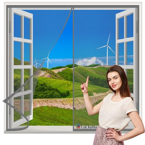 Mosquitera Ventana Magnetica Mosquito Gris 80x90cm Cortina Mosquiteras Magnética para Puerta,Se Cierra Automáticamente Fácil Instalación sin Taladrar para Balcon Dormitorio
