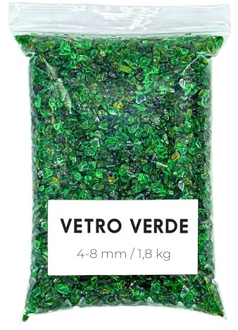Landare Verre Pilé Vert 1,8 kg - Vitres Pilé - Verre Brise - Vitres Brise - Cristaux Pilé - Cristaux Écrasé pour Artisanat (4-8 mm) (Vert)
