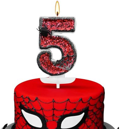 ALLAVA Kerzen Geburtstag 5, Geburtstagskerzen Zahlen, Kerze 5 Geburtstag Junge Mädchen, Spider Deko, Geburtstagskerze für Kindergeburtstag Babyparty Halloween Party Dekoration (Spider, 7,5cm)