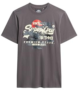 Superdry Herren Tokyo T-Shirt mit Grafik Dunkelgrau XXL