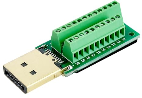 Jienk DisplayPort Solderless Male Quick Connector, 20Port Terminal Solderfree Breakout Connector Board for Computer Monitor PC Gaming Laptop TV