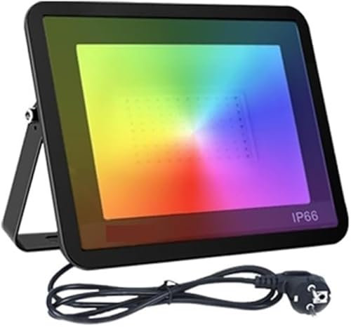 Projecteur LED, projecteur LED Tuya Intellint RGB éclairage extérieur 30 W 50 W 100 W lumière réglable avec projecteur à Commande vocale lumière extérieure pour Garage, Jardin, Facile à inst