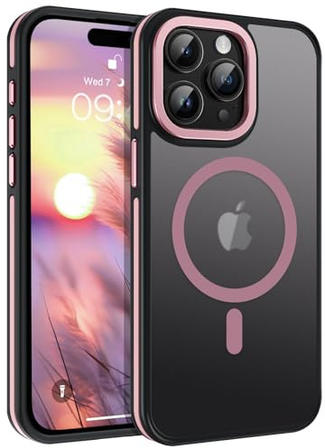 Telaso Magnetische für iPhone 15 Pro Hülle kompatibel mit MagSafe Magnetkraft Handyhülle iPhone 15 Pro Case rutschfest Matte Rückseite Touch Schutzhülle Stoßfest Cover für iPhone 15 Pro 6.1 Rosa