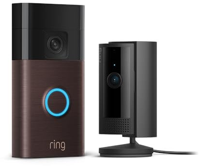 Ring Battery Video Doorbell (Venetian Bronze) + Ring Indoor Camera (Black)| DIY Wireless Video Doorbell Camera I Head-To-Toe View, HD Video