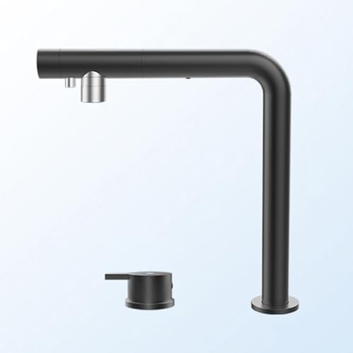 XJTNLB Grifo Cocina Extraible Negro con Osmosis Grifo de Cocina Bajo Ventana con 2 Salidas Grifo Camper Grifos Cocina Fregadero