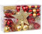 102er Set Weihnachtskugeln Gold und Rot, Christbaumkugeln Kunststoff Set, Weihnachtskugeln Ornamente mit Baumkronensterne, Weihnachtsbaumkugeln für Weihnachts Dekoration