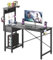 HEEYUE Gaming Desk with Pegboard, 47” Reversible Computer Desk with Wooden Drawer& CPU Stand, PC Laptop Workstaion with Cup Holder, Headphone Hook and 3 S Hooks