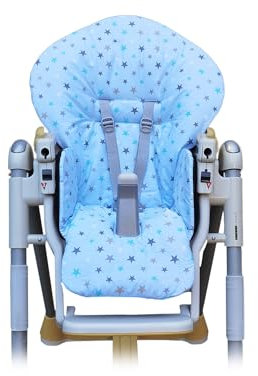 Aveanit Bezug Hochstuhl Kissen Ersatzbezug Sitzkissen, Babystuhl für Peg Perego Diner 100% Baumwolle Farbe Farbige Sterne Hellblau