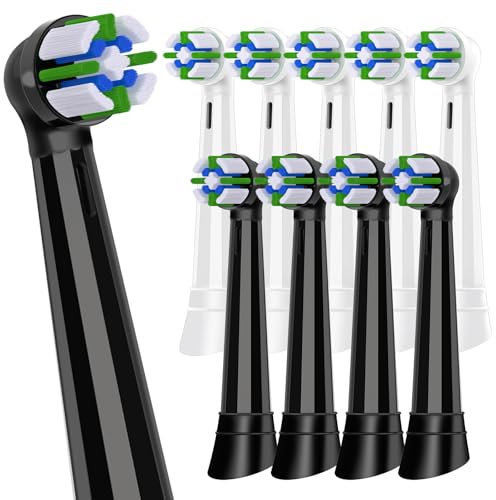 Aufsteckbürste, kompatibel mit Oral B iO, kompatibel mit elektrischen Zahnbürsten Oral-B io Serie 2 3 4 5 6 7 8 9 10, mittlere Härte, 5 Schwarz + 5 Weiß