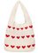 Oerphh Beige Strandtasche Damen Handtasche Gestrickte Tasche Herz Umhängetasche Shopper Tote Bag für Damen, Shopper Tasche für Einkaufen, Urlaub & Reisen
