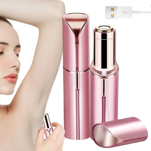 WUSJCOF Depiladora Facial Mujer, Eléctrica USB Recargable Sin Dolor, Depiladora Mujer y Faciales, Recortador de Cejas Portátil con Luz LED, Depiladora Flawless para Cara, Nariz y Labio (Dorado Rosado)