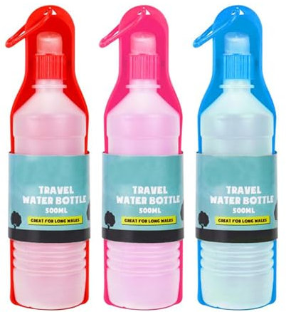 2 UR DOOR Dog Travel Water Bottle 500ml - Portable, Leak-Proof Pet Water Dispenser for Walking, Hiking, Outdoor Adventures - Easy One-Hand Operation, Lightweight for Dogs & Pets - Assorted Colour