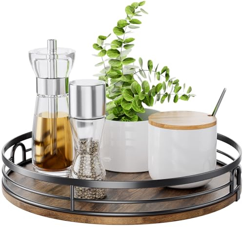 LAMU Lazy Susan Drehteller-Organizer für Schrank, rund, Holz, Lazy Susan für Tischplatte, Arbeitsplatte, Küche, Speisekammer, Gewürze, Badezimmer, Waschtisch, Dekoration, 30,5cm