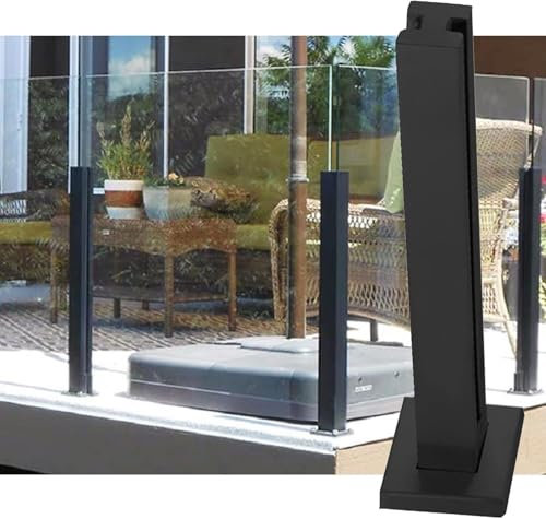 Poste de barandilla de Vidrio Negro, balaustres de Acero Inoxidable para terraza, Columna de Soporte para Valla de Panel de Vidrio, para jardín, Piscina, Poste de barandilla de Acero inoxida