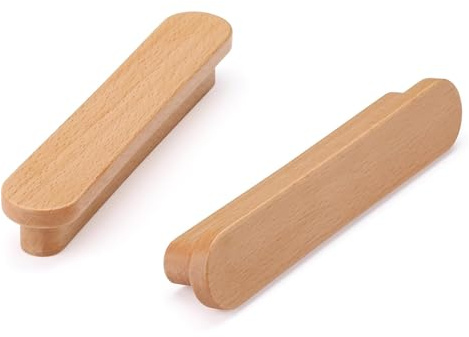 Ndjiloik 6 Stück Holz Griffe Türgriff Schrankgriff Schubladengriff Möbelgriffe mit 12 Schrauben für Schränke Büros und Küchen Lochabstand 64 mm