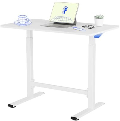 FLEXISPOT Höhenverstellbarer Schreibtisch Gasfeder mit Rollen | Einteilige wasserabweisende Tischplatte, ideal für Homeoffice, Büro, Balkon, Terrasse, Outdoor und Wohnzimmer