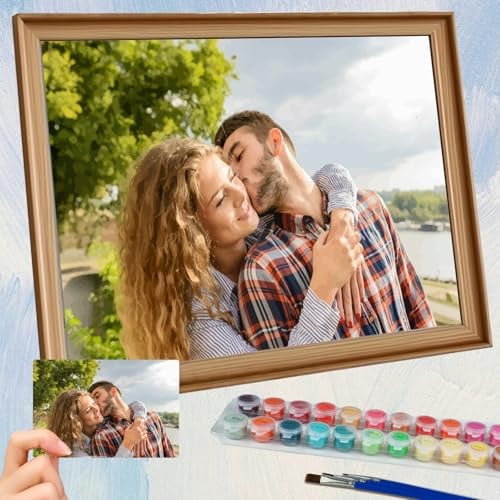 Pintar por Números Personalizado para Adultos – Cuadros para Pintar por Números con Foto, Pintura con numeros Acrílica DIY, Regalo Personalizado para Familia, Parejas, Amigos y Decoración del Hogar