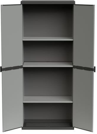 Kreher Armadio Kunststoffschrank (Universalschrank, 3 Böden) | Modular System mit , Spindschrank, Nischenschrank und Schwerlastregal. Für Keller, Garage und Werkstatt.
