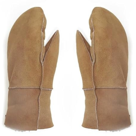 Sonia Originelli Fausthandschuhe aus Echtleder und Lammfell Schaffell warm und kuschelig, Farbe: braun, Gr. S