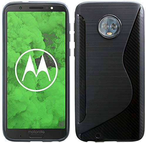 cofi1453® S-Line Hülle Bumper kompatibel mit Motorola Moto G6 Plus Silikonhülle Stoßfest Handyhülle TPU Case Cover Schwarz