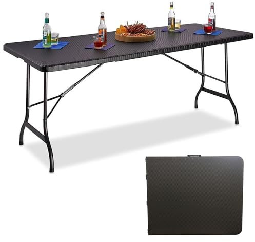 MaxxGarden Tavolo Pieghevole - Tavolo Campeggio Pieghevole - Tavolo Richiudibile - Campeggio - Esterno - 180x70x74 cm - Nero