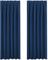 BellaHills Blackout Window Curtains - Thermal Pencil Pleat Drapery for Large Windows Light Blocked Boys Curtain Panels for Living Room Decoration, 2 PCs, 90 inch Width by 90 inch Depth, Navy Blue