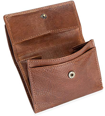 Branco 35250, Kleine Geldbörse, Damen-Portemonnaie Größe S, Echt-Leder, Braun