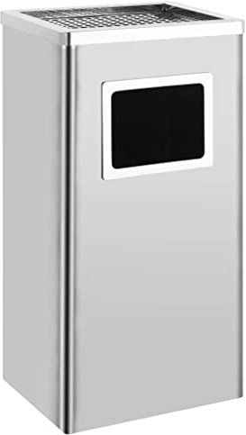 vidaXL Papelera con Cenicero Acero Inoxidable Basura Contenedor Cubo Diseño Elegante Funcional Sofisticado Insertos Extraíbles Robusto Capacidad 45L