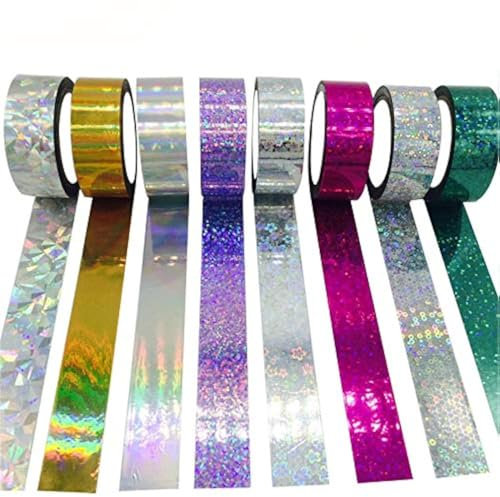Vogueing Tool Lot de 5 rouleaux de ruban adhésif décoratif holographique à paillettes, 1,9 cm x 10 m, pour masquage - Argent diamant