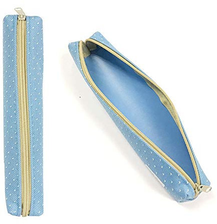 TopHomer Federmäppchen, 1 Stück, weiße Spitze, Bonbonfarben, Oxford, tragbar, einfaches Federmäppchen für Schreibwaren, Stifte, Bleistifte, Toilettenartikel (19cm*3cm*3cm, blau)