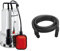 Einhell Pompe d’évacuation pour eaux chargées GC-DP 1020 N (1000 W, Profondeur 5 m, Câble 10 m, Corps en INOX) & Accessoire Kit tuyau d'aspiration noir 7 mètres avec embouts en PVC - Ø 32 mm