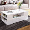 BESTWANTED Couchtisch Mit Stauraum, Weißer Glanz-Mitteltisch für Wohnzimmer, Rechteckig Mit 2 Schubladen und 6 Offenen Regalen, Heimbüro-Möbel, 95 x 55 x 37 cm