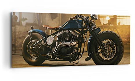Panorama Bilder auf Leinwand 100x40cm Leinwandbild Harley-Davidson Motorrad Motor Groß Wanddeko Bild Schlafzimmer Wandbilder Dekoration Wohnzimmer Wall Decor Canvas Wand Kunstdruck Art AB100x40-4233