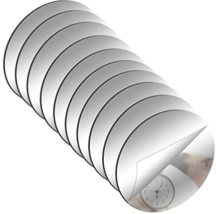 DARENYI 10 Stück Spiegel Rund 15cm Acryl Wandspiegel Spiegelfliesen Selbstklebend DIY Wandspiegel Dekospiegel für Wand Schule Zuhause Wohnzimmer Schlafzimmer