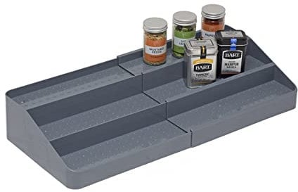 simplywire – Portaspezie allungabile a 3 ripiani – Organizer per armadietti da cucina – grigio