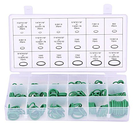 270pcs Air Conditioning, Assorted Car Air Conditioning Compressor O Ring Gasket Set Rubber Washer (Green) Air conditioner compressor and clutch