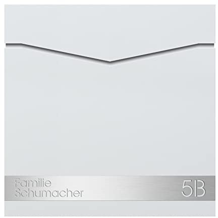 Design-Briefkasten mit Zeitungsfach mit Gravur Name und Hausnummer signal-weiss (RAL 9003) Mocavi Box 710 Stick 507 Postkasten mit Zeitungsrolle Wandbriefkasten